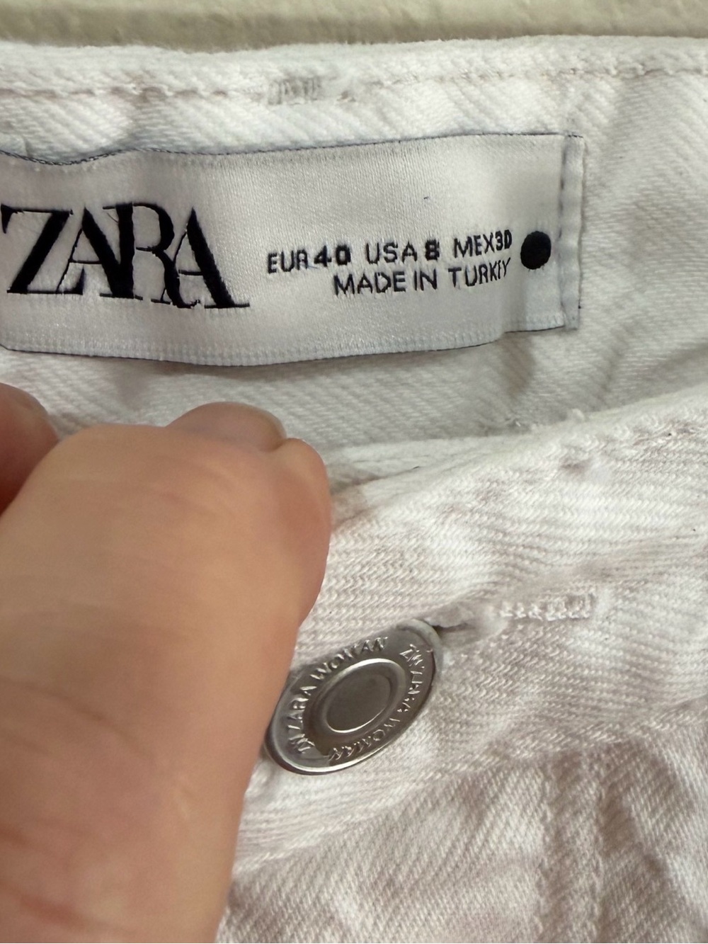 Zara‎ White Denim Jeans size 8 - Picture 2 of 3